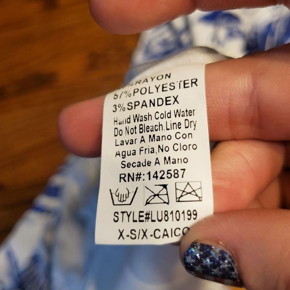 Lulu's Palm Reading Ivory and Blue Print Dress XS - Picture 4 of 5